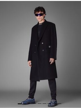 adidas Black Double-Breasted Pea Coat